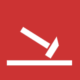 icon diy stegplattenversand hamer op rode achtergrond