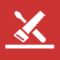 icon diy stegplattenversand zaag en schroevendraaier op rode achtergrond