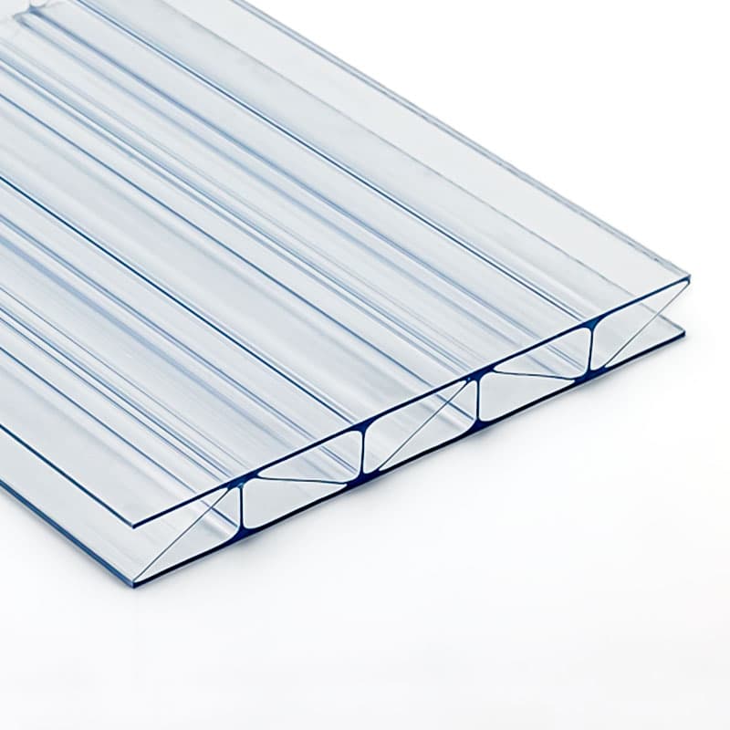 Polycarbonaat kanaalplaten 16 mm transparant helder Premium Longlife diagonale banen