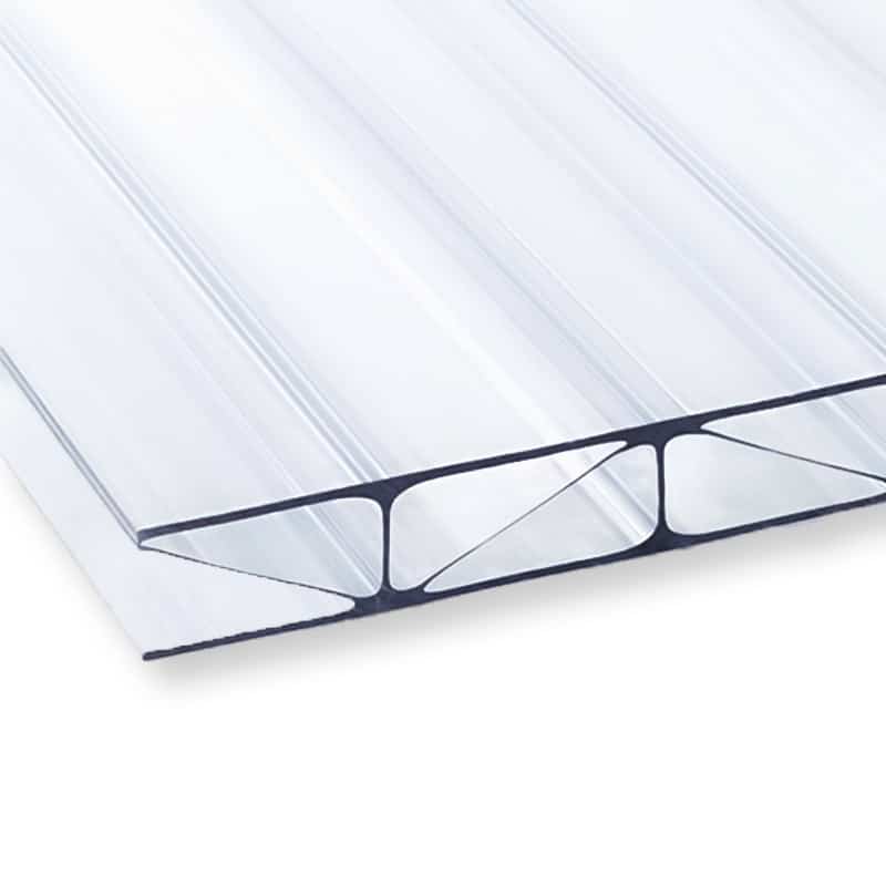Polycarbonaat platen 16 mm transparant helder Premium Longlife diagonale banen