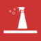 reiniging kanaalplaten icoon op rode achtergrond