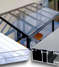 Compleet dak bouwpakket - Polycarbonaat platen 16 mm transparant en aluminium profielen